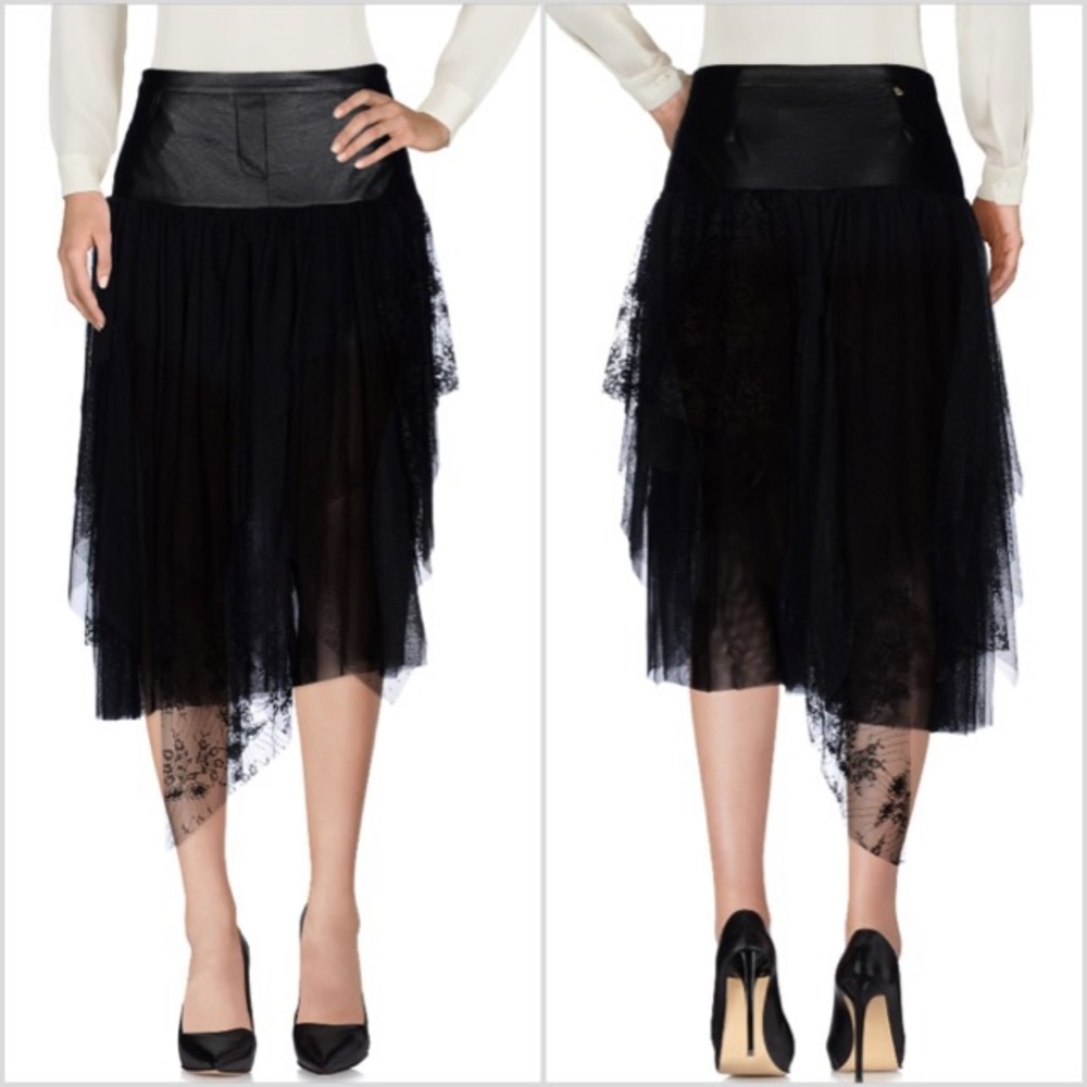 AnnaRita N Beautiful Lace Midi Skirt in black